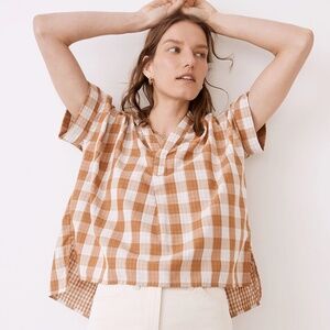 Madewell Popover Double-Faced Gingham Top - Medium